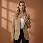 Gabrielle | Women's Tailored Cotton Blend Blazer, Notched Lapel Smart Jacket | The Dress Cellar