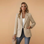 Gabrielle | Women's Tailored Cotton Blend Blazer, Notched Lapel Smart Jacket | The Dress Cellar