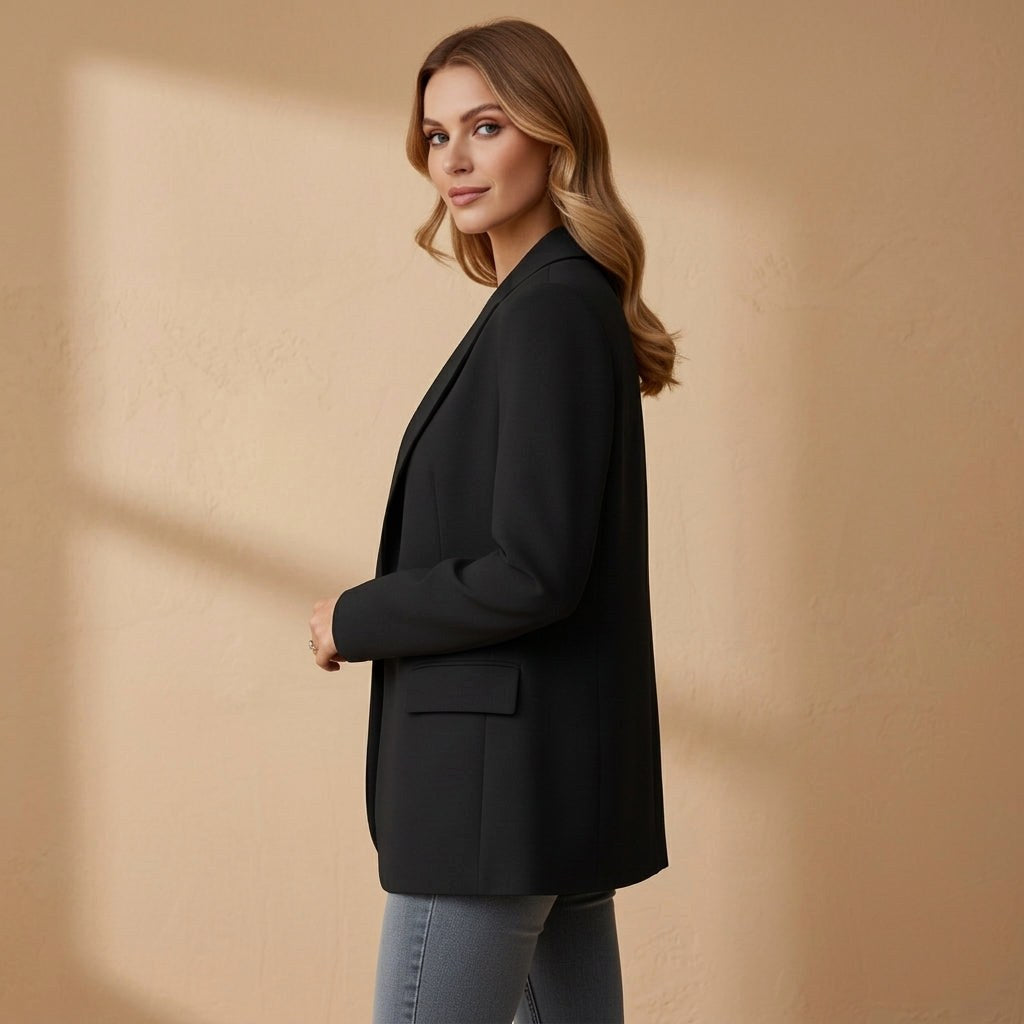 Gabrielle | Women's Tailored Cotton Blend Blazer, Notched Lapel Smart Jacket | The Dress Cellar