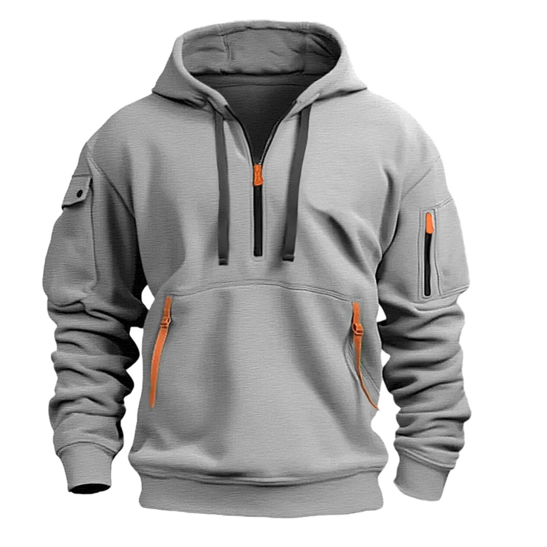 Gareth | Men's Zip-Pocket Casual Hoodie, Relaxed Hooded Jumper | The Dress Cellar