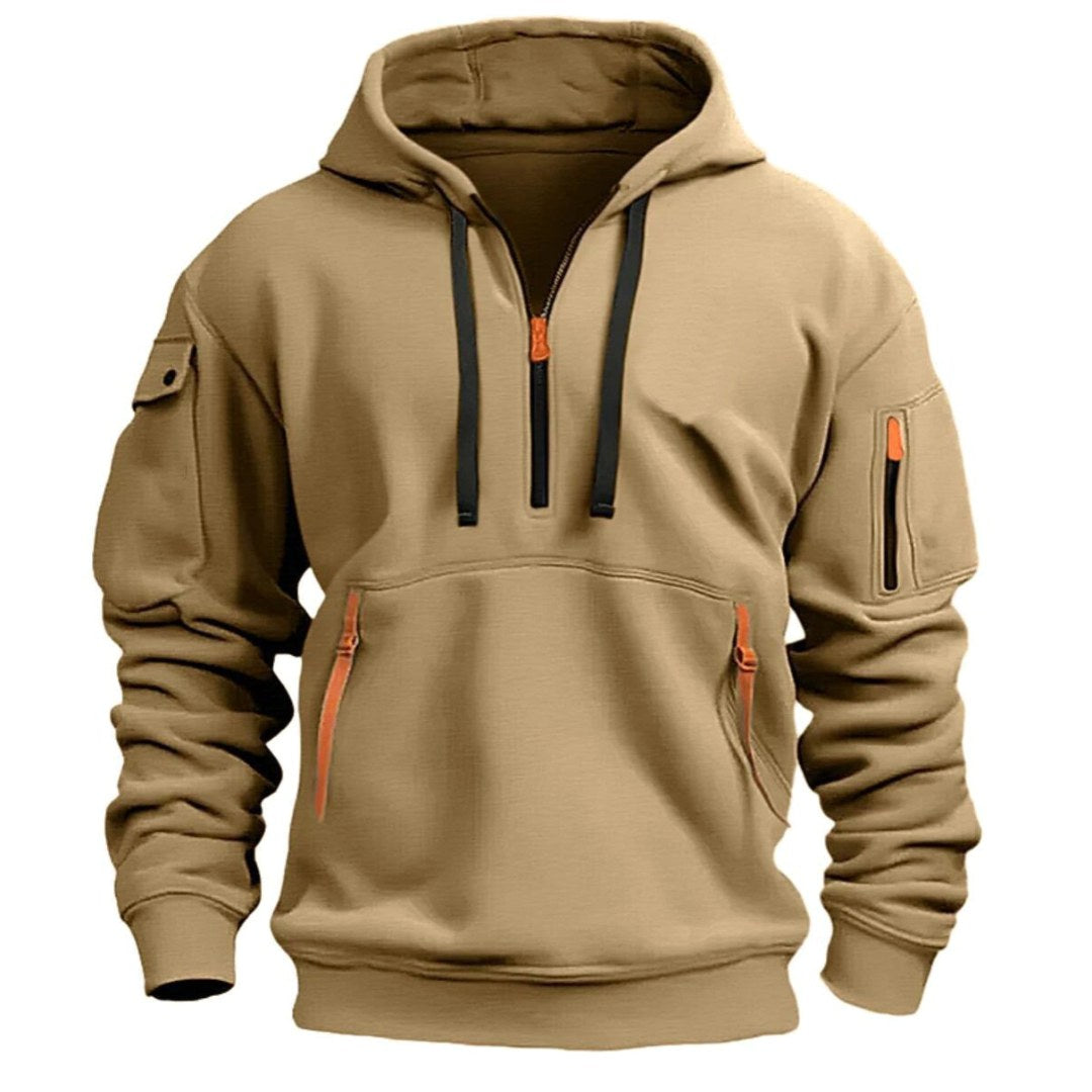 Gareth | Men's Zip-Pocket Casual Hoodie, Relaxed Hooded Jumper | The Dress Cellar