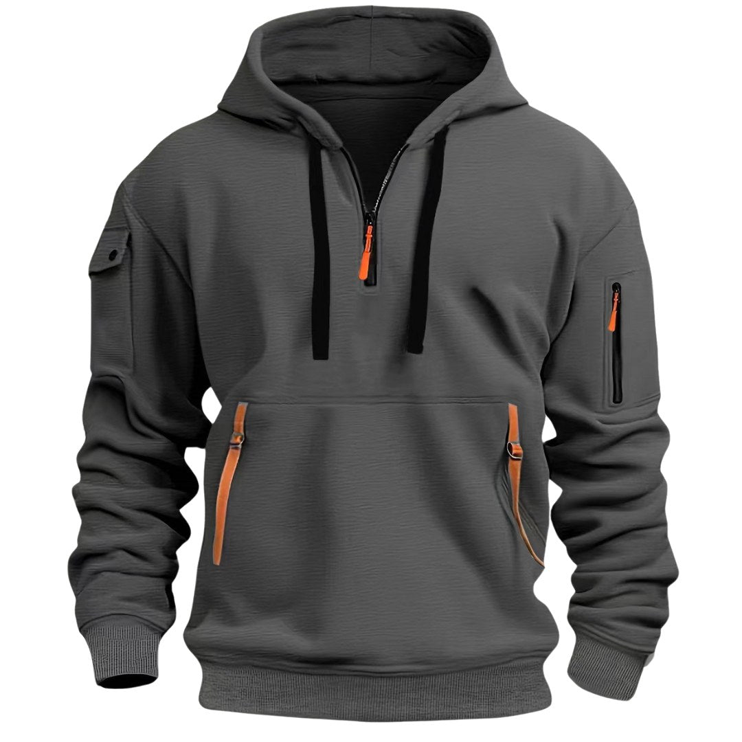 Gareth | Men's Zip-Pocket Casual Hoodie, Relaxed Hooded Jumper | The Dress Cellar