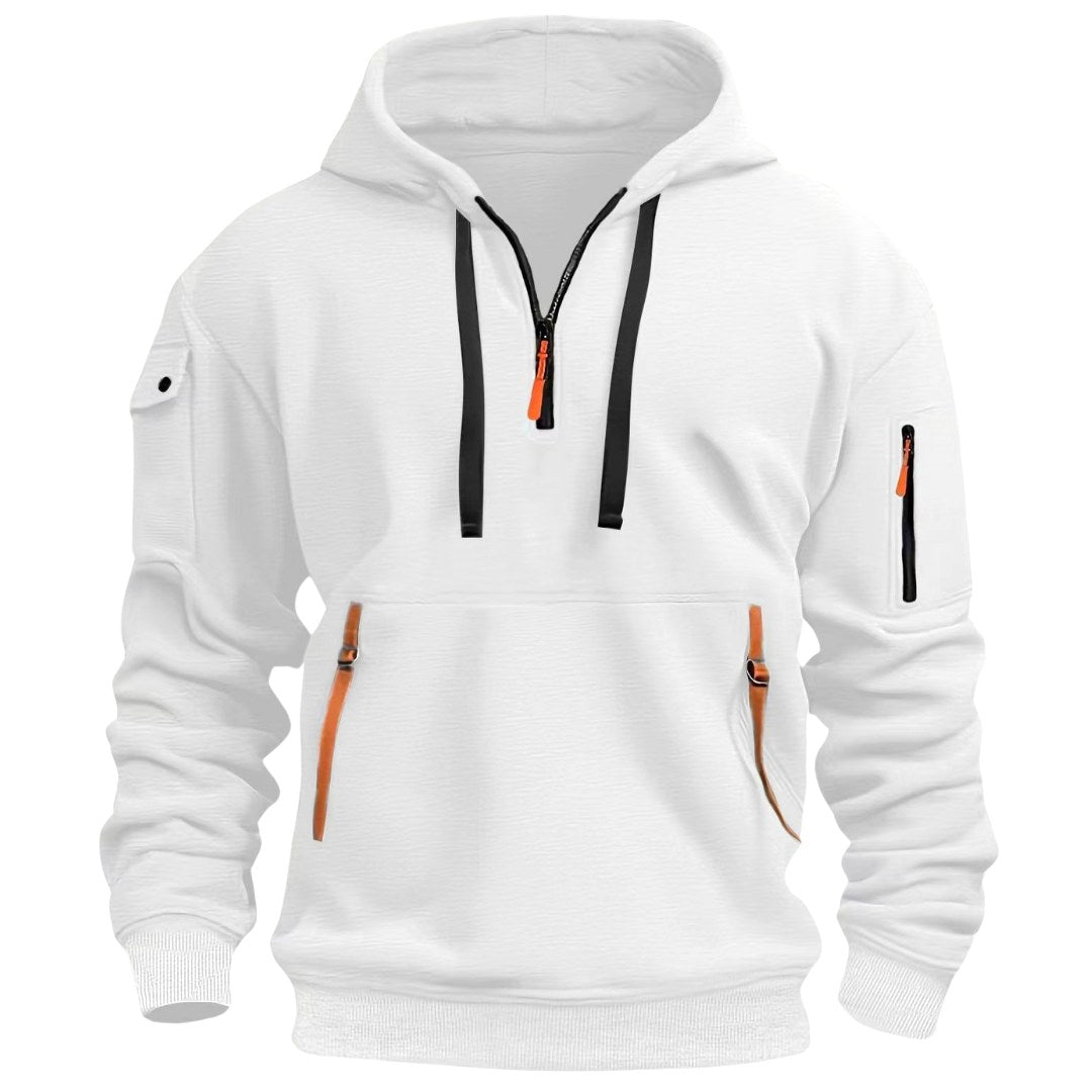 Gareth | Men's Zip-Pocket Casual Hoodie, Relaxed Hooded Jumper | The Dress Cellar