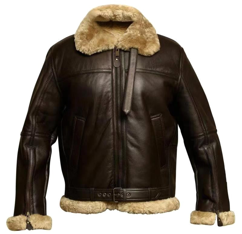 Garrett | Men's Shearling-Lined Leather Jacket, Warm Flight-Style Coat | The Dress Cellar