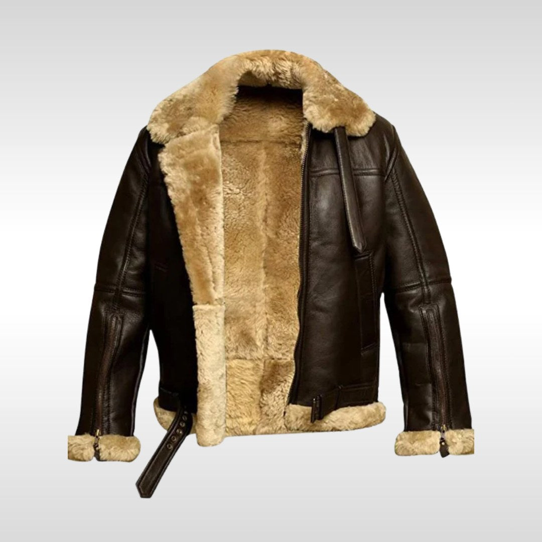 Garrett | Men's Shearling-Lined Leather Jacket, Warm Flight-Style Coat | The Dress Cellar