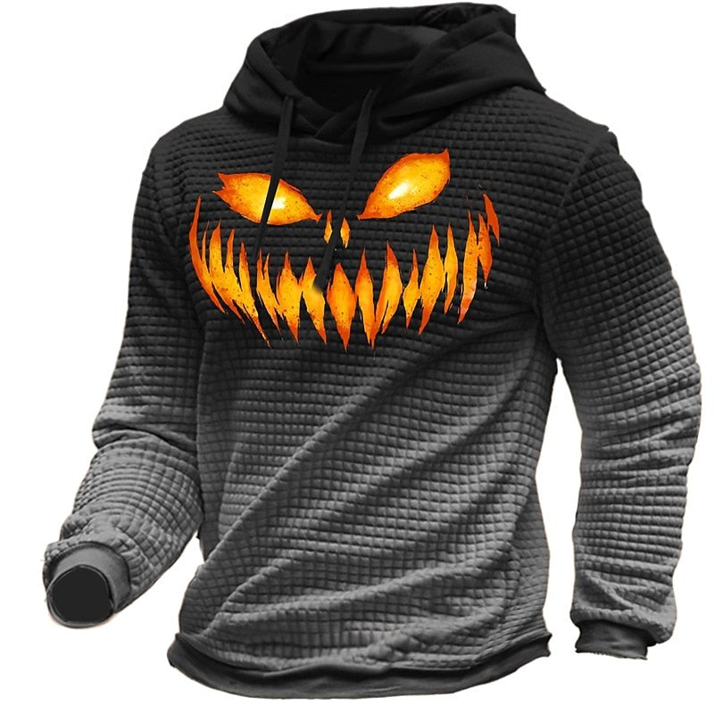 Gavin | Men's Halloween Graphic Hoodie, Textured Autumn Hoodie | The Dress Cellar | Red