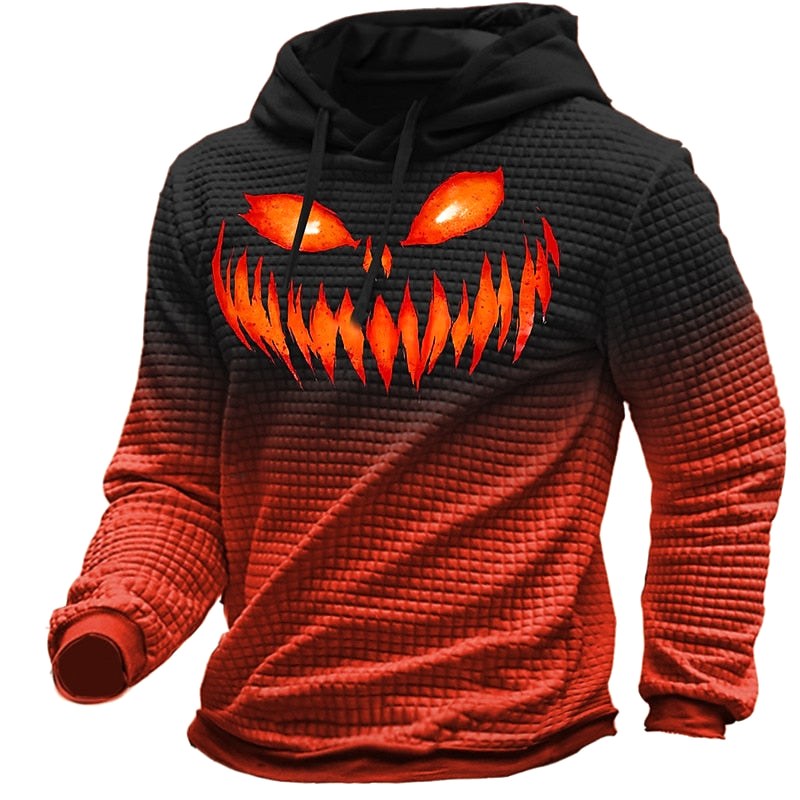 Gavin | Men's Halloween Graphic Hoodie, Textured Autumn Hoodie | The Dress Cellar | Yellow