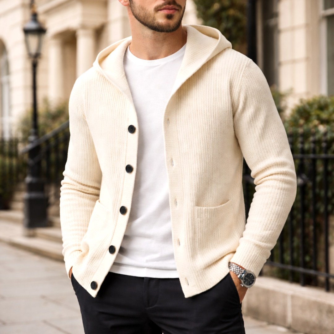 Gavin | Men's Knit Cardigan, Soft Everyday Cardigan | The Dress Cellar | Khaki