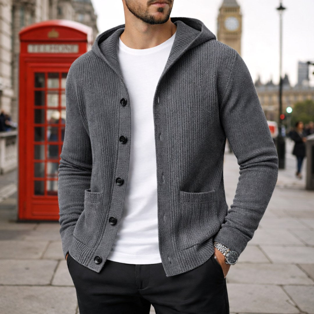 Gavin | Men's Knit Cardigan, Soft Everyday Cardigan | The Dress Cellar | Gray