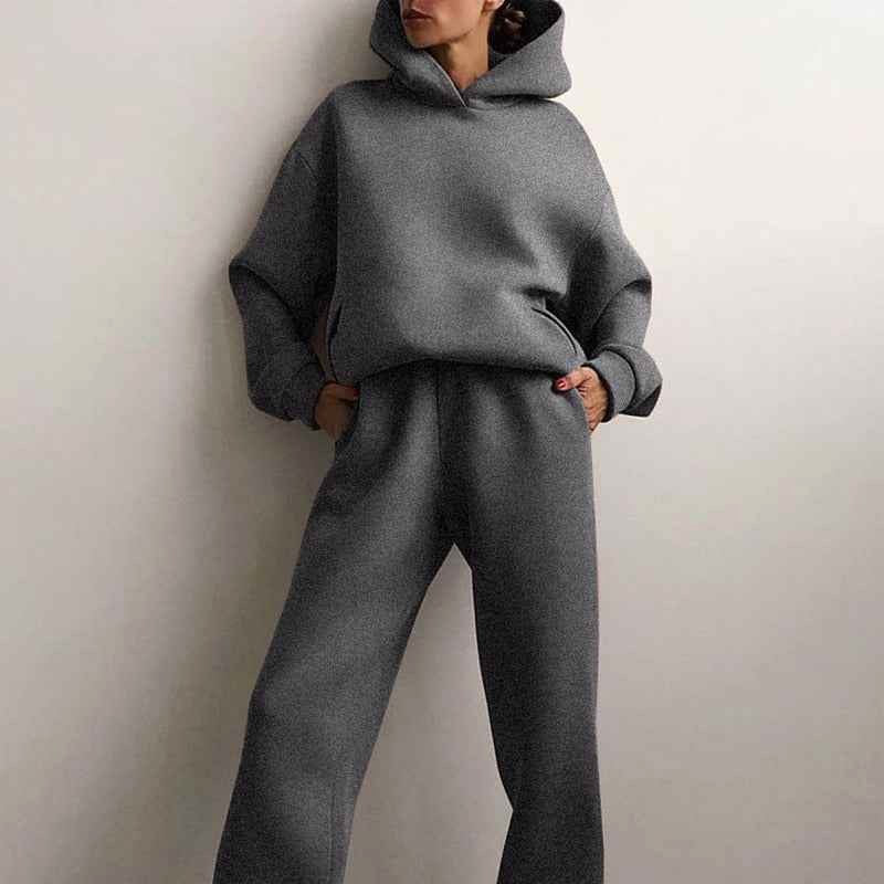 Danielle | Women's Oversized Hooded Loungewear Set, Wide-Leg Two-Piece Set | The Dress Cellar