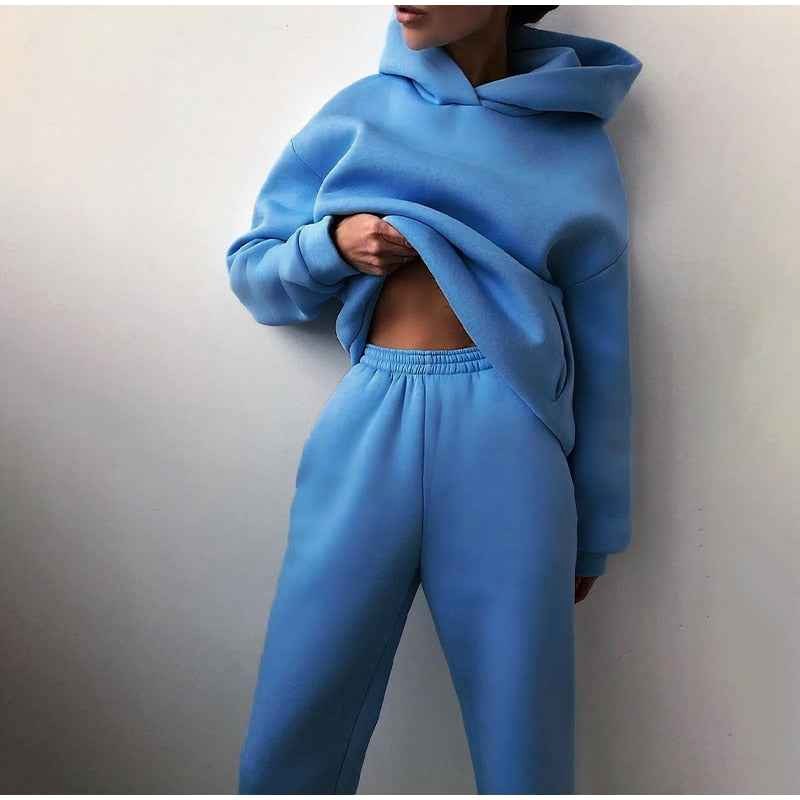 Danielle | Women's Oversized Hooded Loungewear Set, Wide-Leg Two-Piece Set | The Dress Cellar