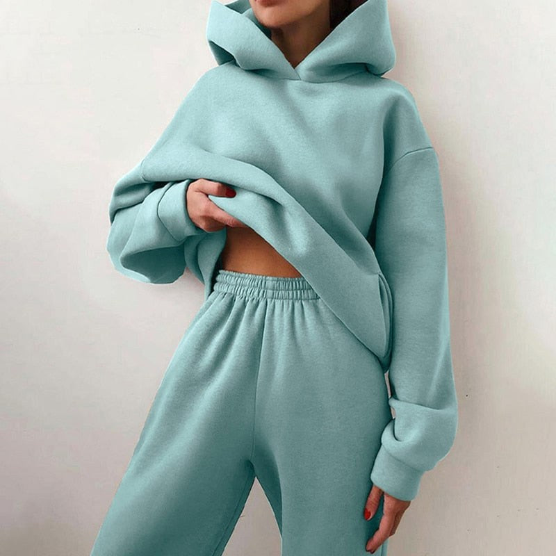 Danielle | Women's Oversized Hooded Loungewear Set, Wide-Leg Two-Piece Set | The Dress Cellar