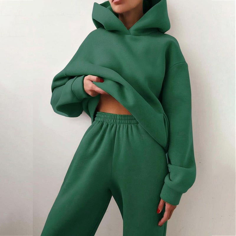 Danielle | Women's Oversized Hooded Loungewear Set, Wide-Leg Two-Piece Set | The Dress Cellar