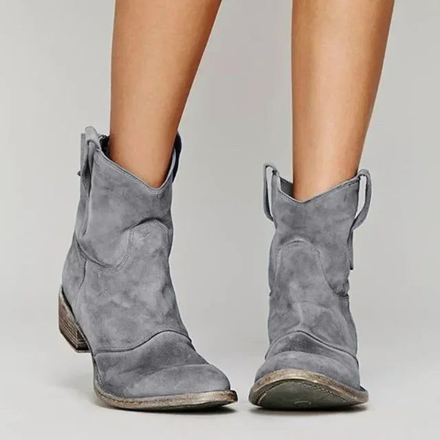 Georgia | Women's Vintage Cowboy Ankle Boots, Western-Inspired Style | The Dress Cellar | Grey