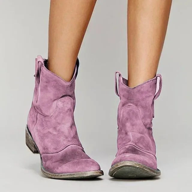 Georgia | Women's Vintage Cowboy Ankle Boots, Western-Inspired Style | The Dress Cellar | Pink