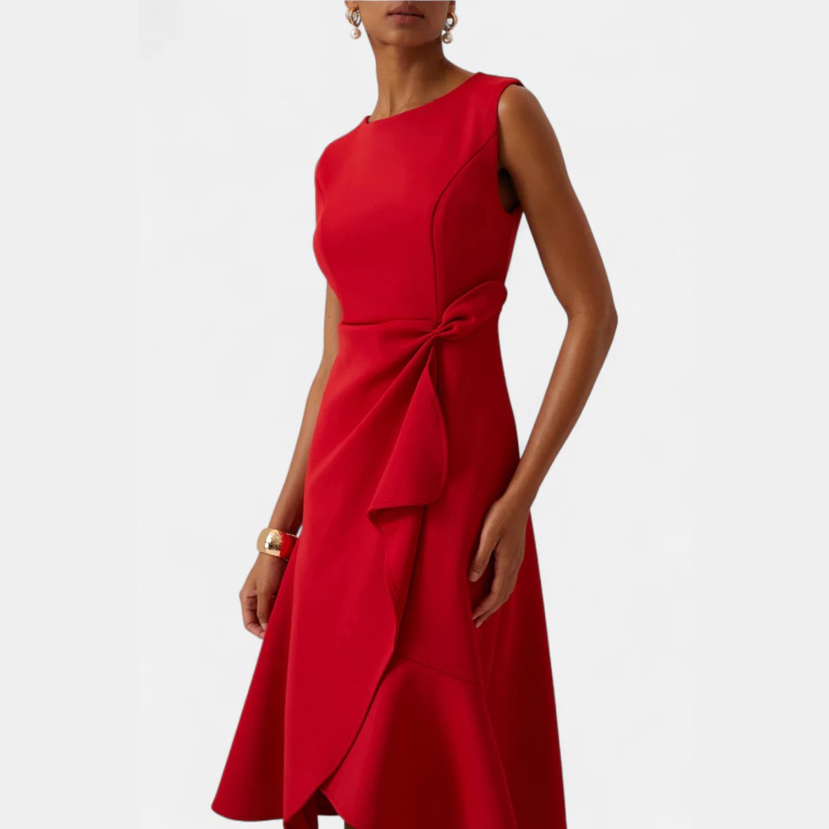 Grace | Women's Draped Asymmetric Midi Dress - image 14