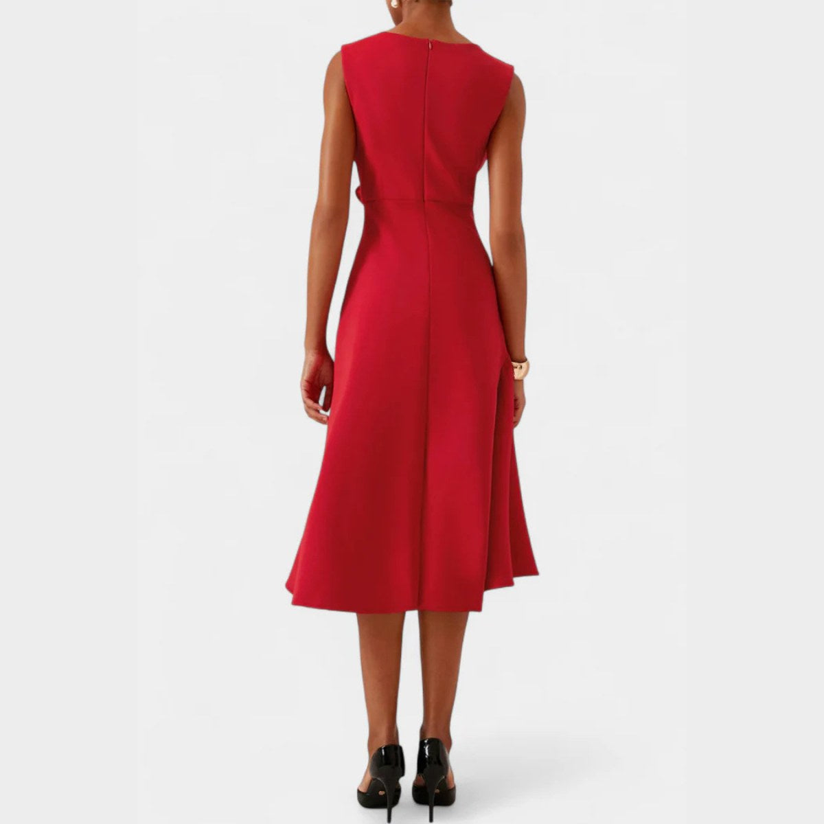 Grace | Women's Draped Asymmetric Midi Dress - image 16
