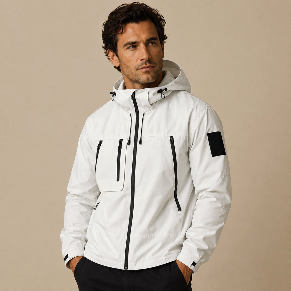 Graham | Men's Lightweight Waterproof Hooded Rain Jacket, Windproof Autumn Jacket | The Dress Cellar | Black