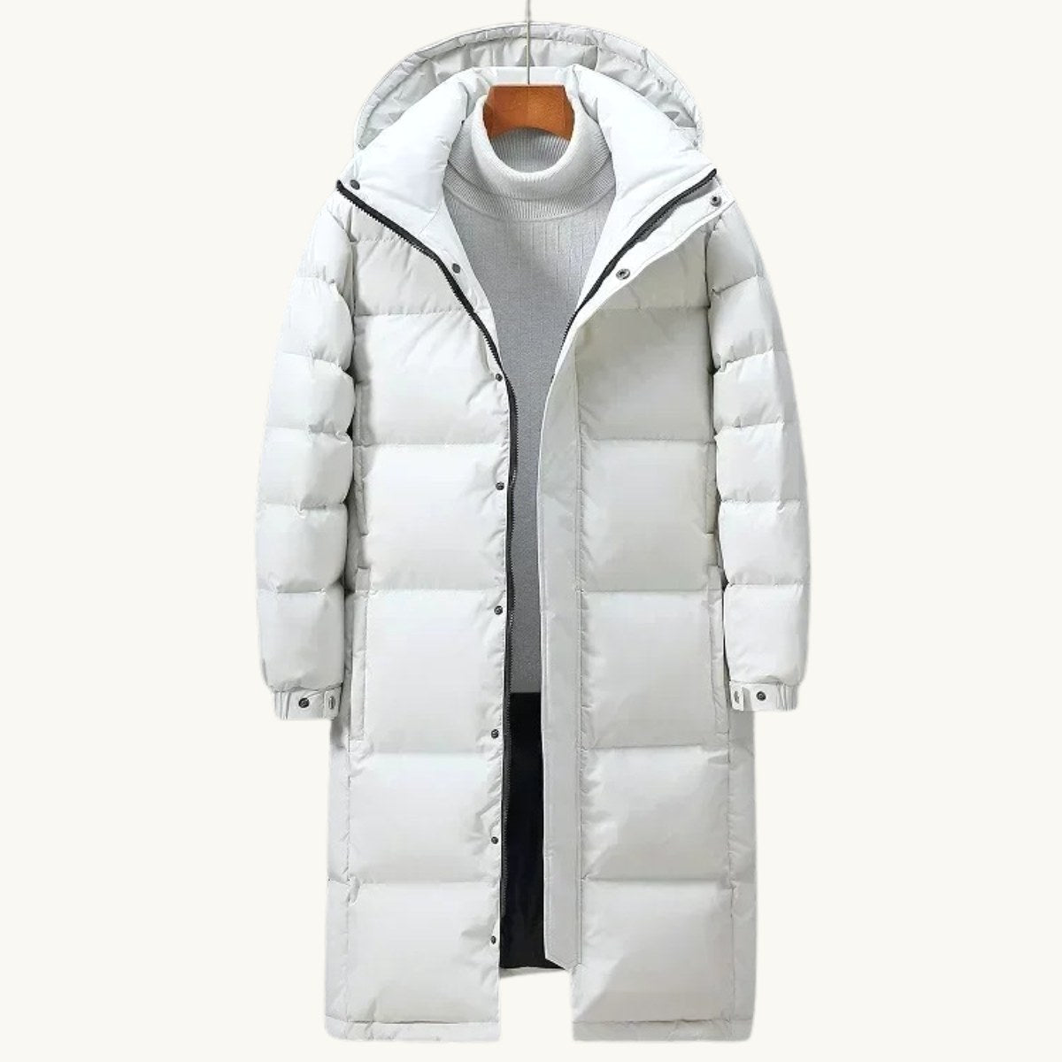 Griffin | Men's Hooded Longline Puffer Coat, Windproof Autumn Coat | The Dress Cellar