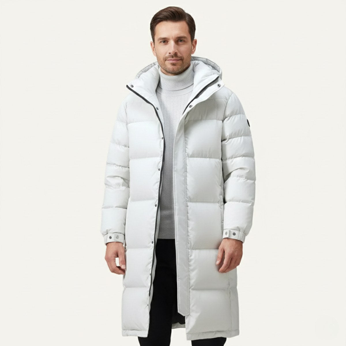 Griffin | Men's Hooded Longline Puffer Coat, Windproof Autumn Coat | The Dress Cellar