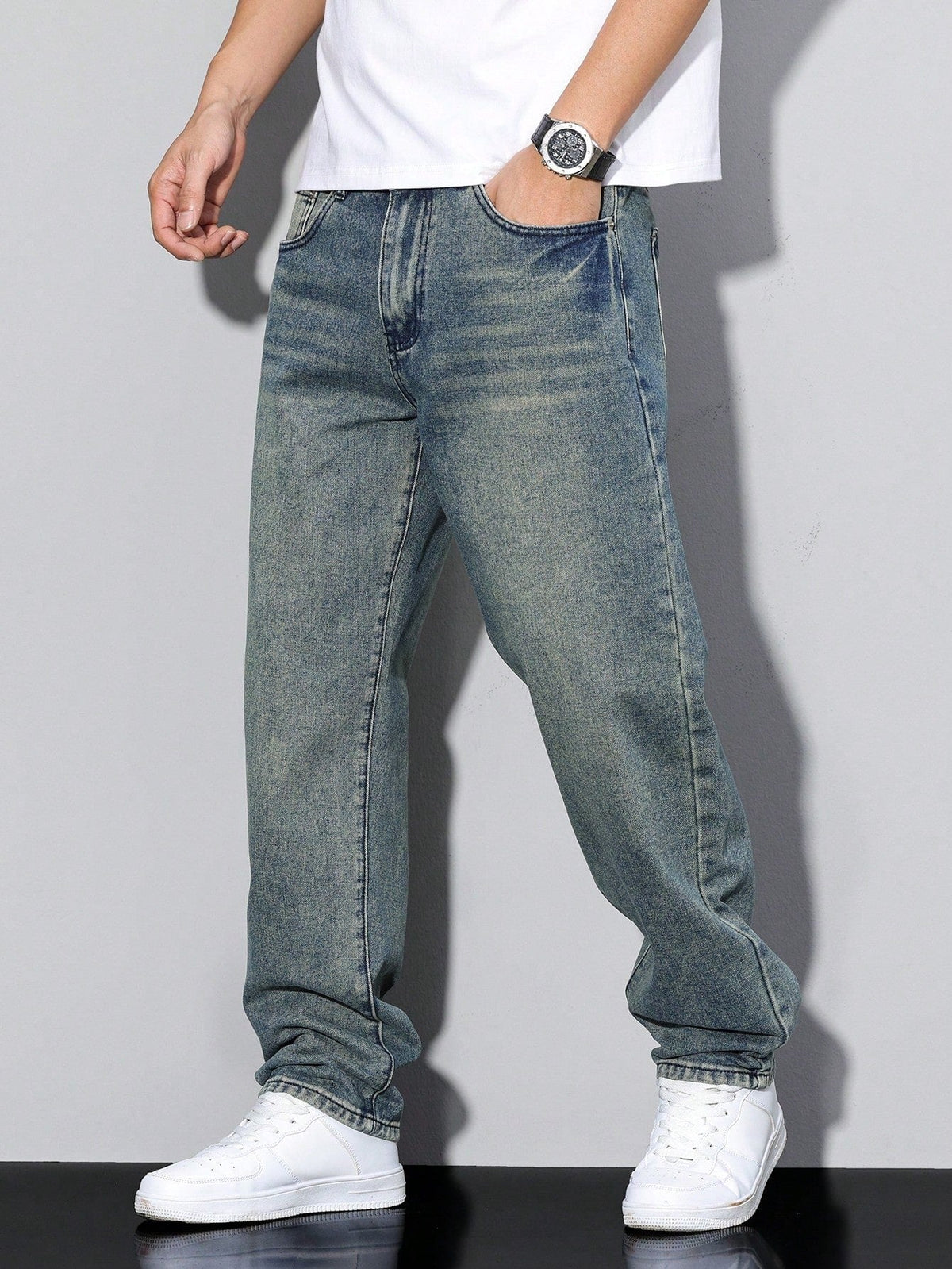 Gregory | Men's Cotton-Blend Pants in Solid Color, Relaxed-Fit Jeans | The Dress Cellar