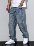 Gregory | Men's Cotton-Blend Pants in Solid Color, Relaxed-Fit Jeans | The Dress Cellar
