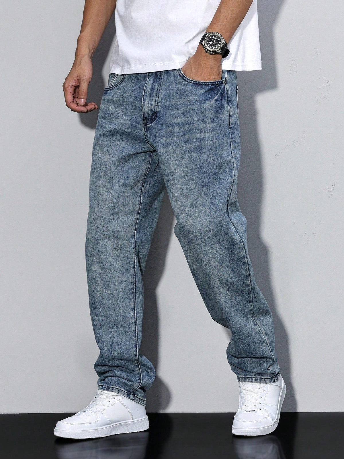 Gregory | Men's Cotton-Blend Pants in Solid Color, Relaxed-Fit Jeans | The Dress Cellar