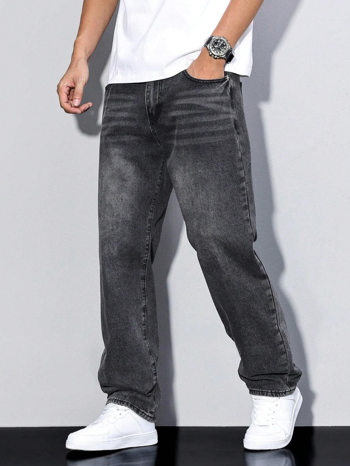 Gregory | Men's Cotton-Blend Pants in Solid Color, Relaxed-Fit Jeans | The Dress Cellar