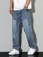 Gregory | Men's Cotton-Blend Pants in Solid Color, Relaxed-Fit Jeans | The Dress Cellar