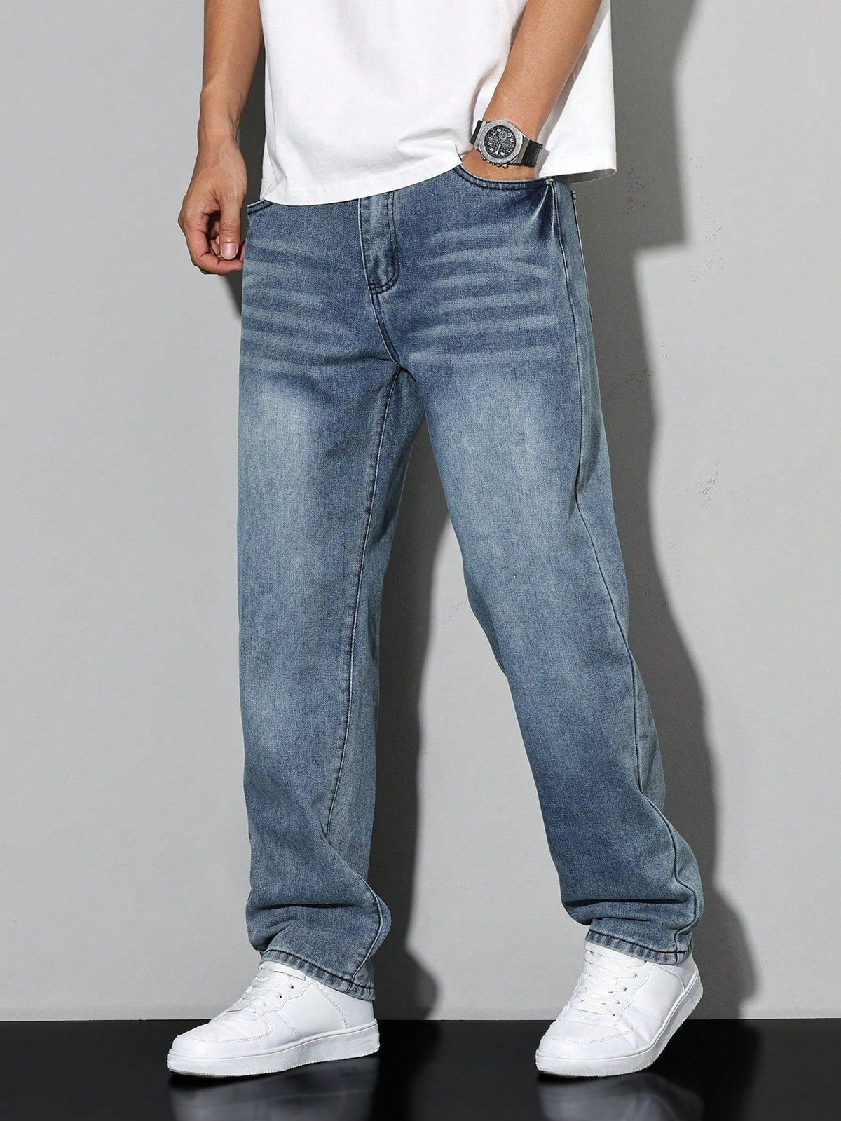 Gregory | Men's Cotton-Blend Pants in Solid Color, Relaxed-Fit Jeans | The Dress Cellar