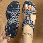 Hadley | Women's Orthopedic Flat Sandals with Rhinestone Details - Khaki