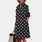 Hailey | Women's Casual Dress with Functional Pockets - Black/White