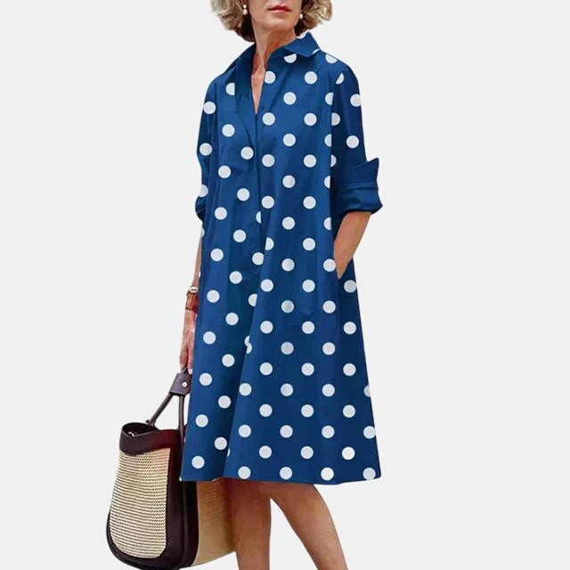 Hailey | Women's Casual Dress with Functional Pockets - Blue