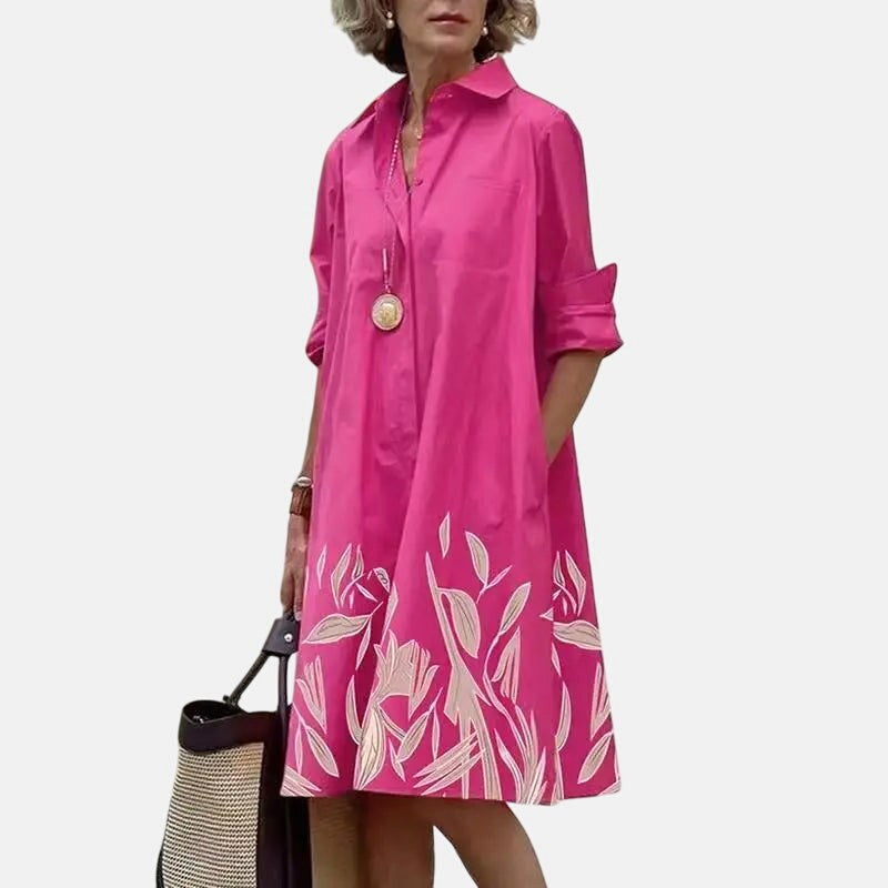 Hailey | Women's Casual Dress with Functional Pockets - Pink