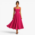 Poppy | Women's Pink Square-Neck Midi Dress, Sleeveless Occasion Dress | The Dress Cellar