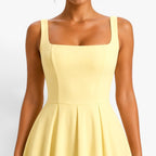 Poppy | Women's Pink Square-Neck Midi Dress, Sleeveless Occasion Dress | The Dress Cellar
