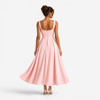 Poppy | Women's Pink Square-Neck Midi Dress, Sleeveless Occasion Dress | The Dress Cellar