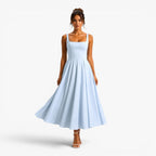 Poppy | Women's Pink Square-Neck Midi Dress, Sleeveless Occasion Dress | The Dress Cellar