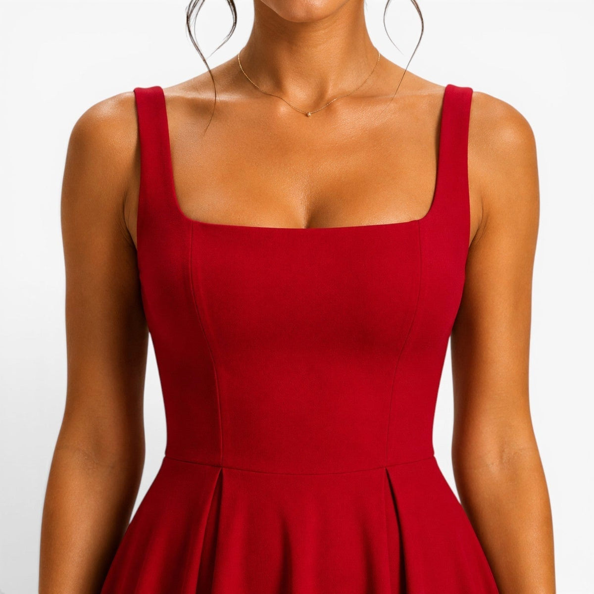 Poppy | Women's Pink Square-Neck Midi Dress, Sleeveless Occasion Dress | The Dress Cellar