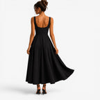 Poppy | Women's Pink Square-Neck Midi Dress, Sleeveless Occasion Dress | The Dress Cellar