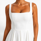 Poppy | Women's Pink Square-Neck Midi Dress, Sleeveless Occasion Dress | The Dress Cellar