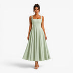 Poppy | Women's Pink Square-Neck Midi Dress, Sleeveless Occasion Dress | The Dress Cellar