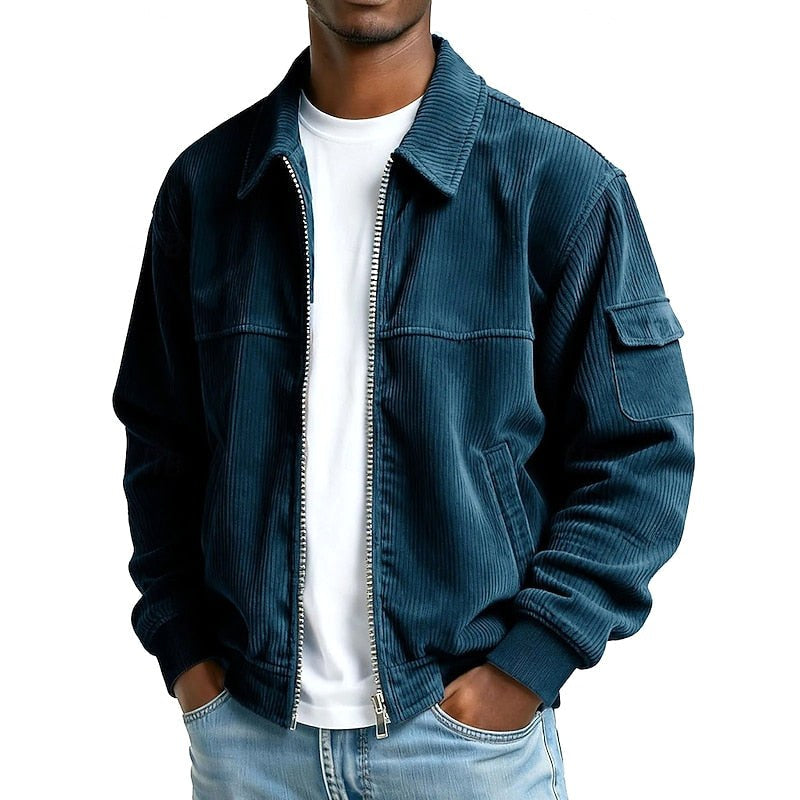 Terry | Men's Ribbed Zip Jacket, Relaxed Fit Casual Jacket | The Dress Cellar