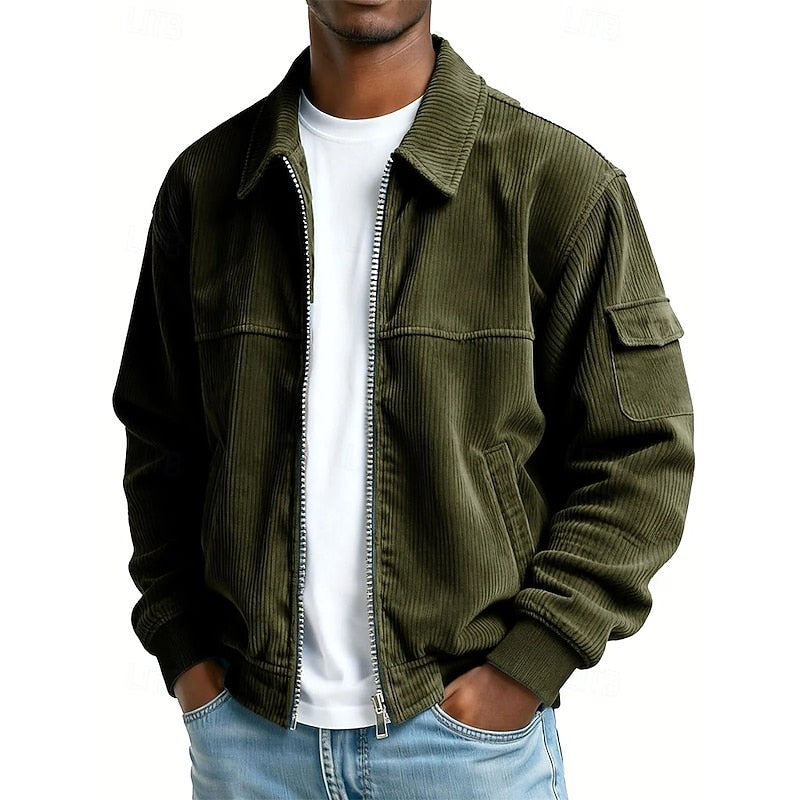 Terry | Men's Ribbed Zip Jacket, Relaxed Fit Casual Jacket | The Dress Cellar