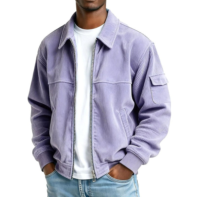 Terry | Men's Ribbed Zip Jacket, Relaxed Fit Casual Jacket | The Dress Cellar
