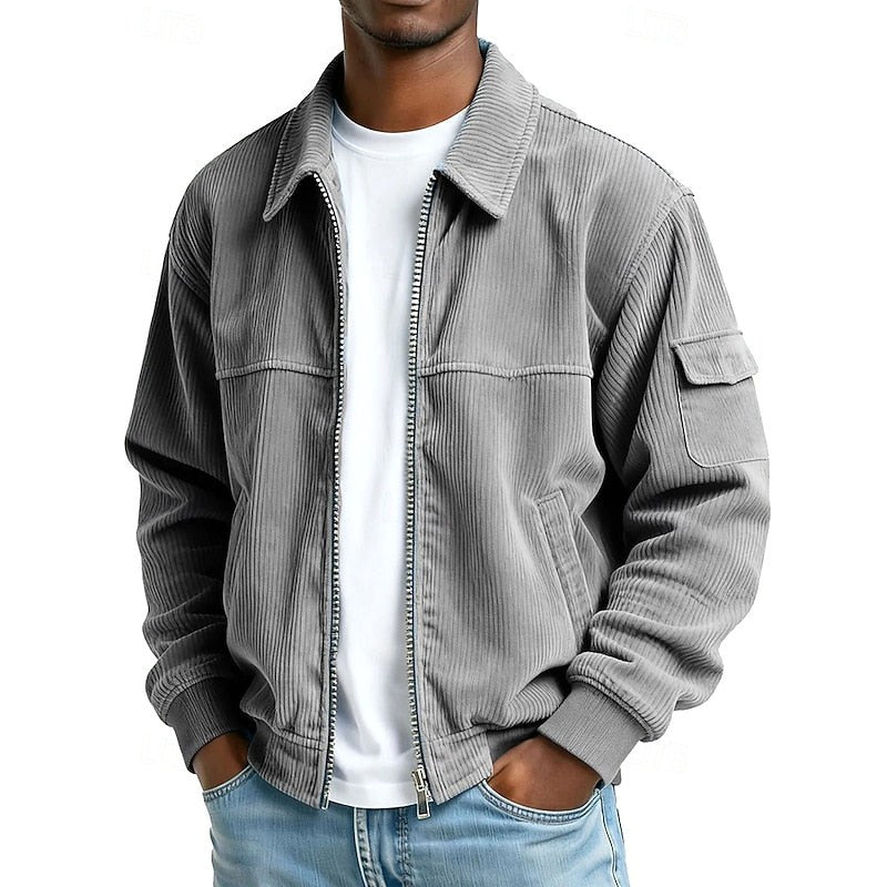 Terry | Men's Ribbed Zip Jacket, Relaxed Fit Casual Jacket | The Dress Cellar