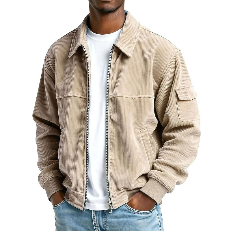 Terry | Men's Ribbed Zip Jacket, Relaxed Fit Casual Jacket | The Dress Cellar