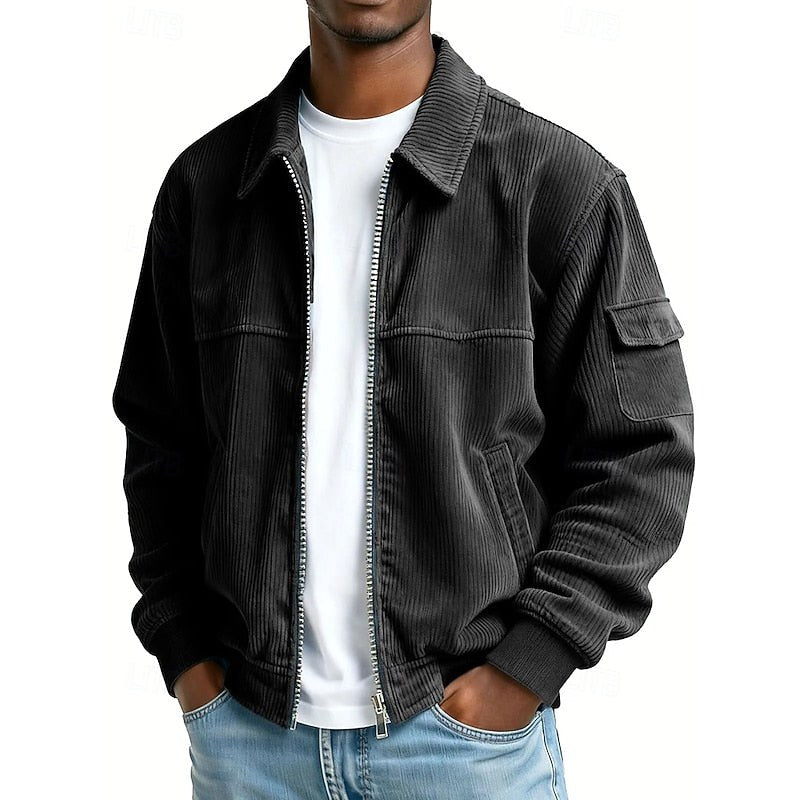 Terry | Men's Ribbed Zip Jacket, Relaxed Fit Casual Jacket | The Dress Cellar