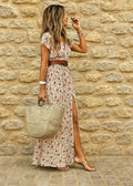 Hannah | Women's Airy Boho Maxi Dress with Belt - Red