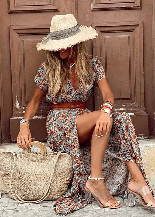 Hannah | Women's Airy Boho Maxi Dress with Belt - image 7